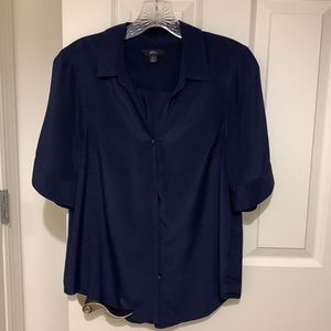 J Crew 100% silk navy blue blouse